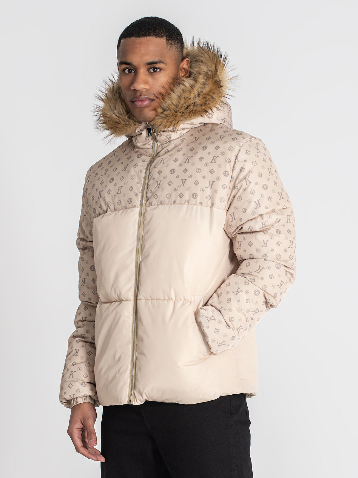 puffers / Beige Logomania Puffer Jacket