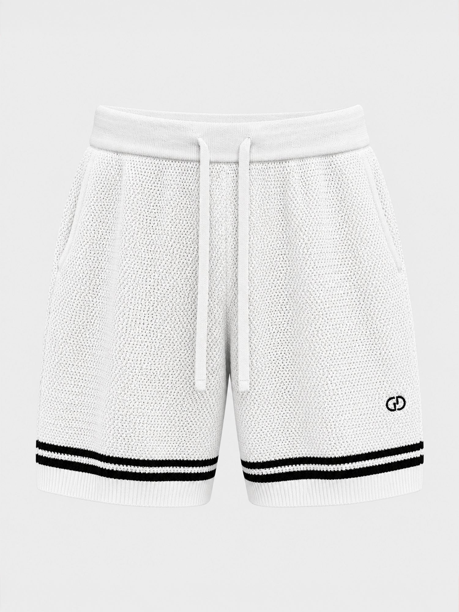 White Baseball Knit Shorts