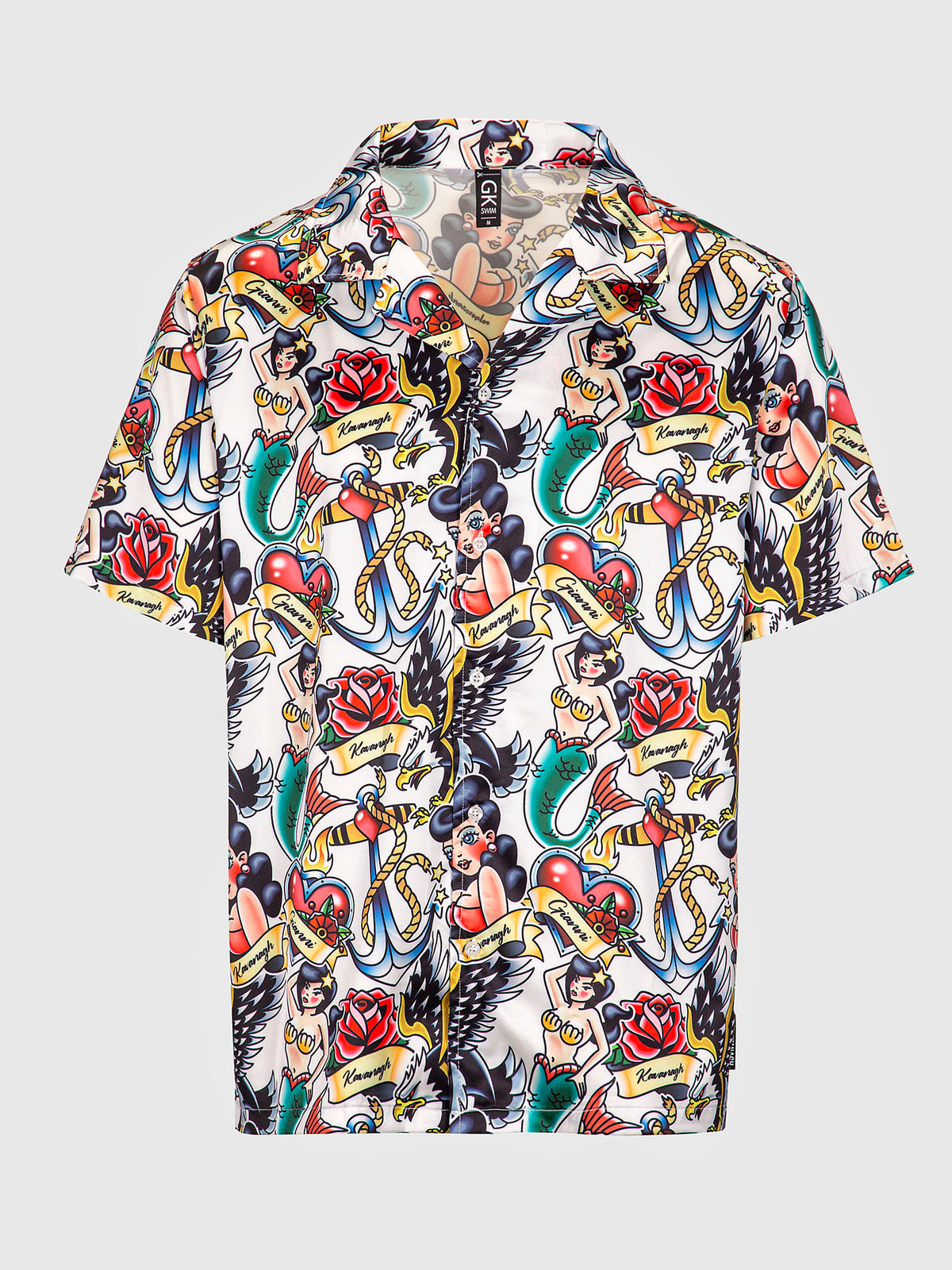 shirts / White Tattoo Satin Shirt