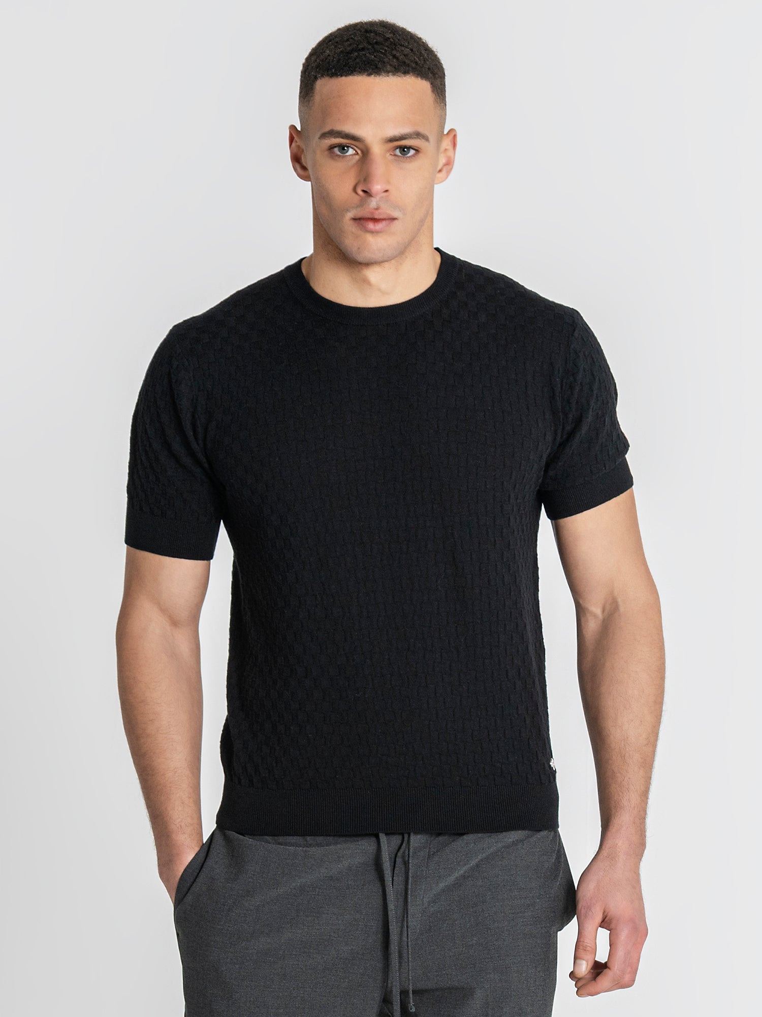 t-shirts / Black Squared Knit Tee