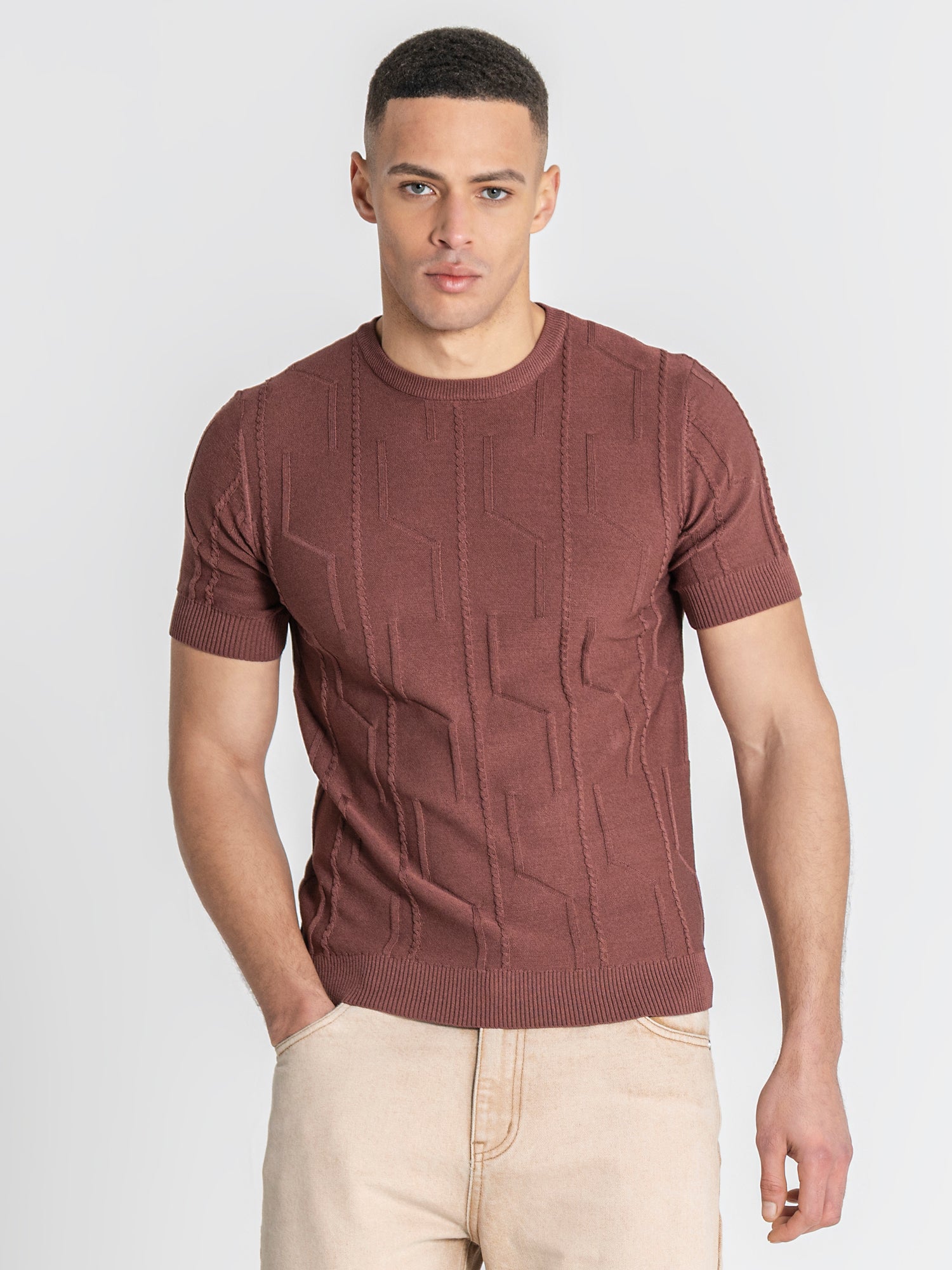 t-shirts / Brown Dimension Knit Tee