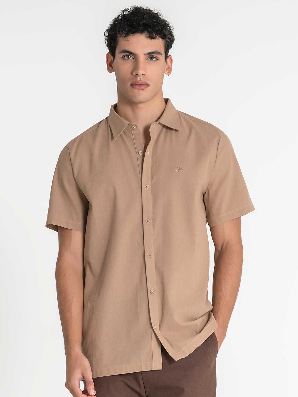 shirts / Taupe GG Linen Shirt