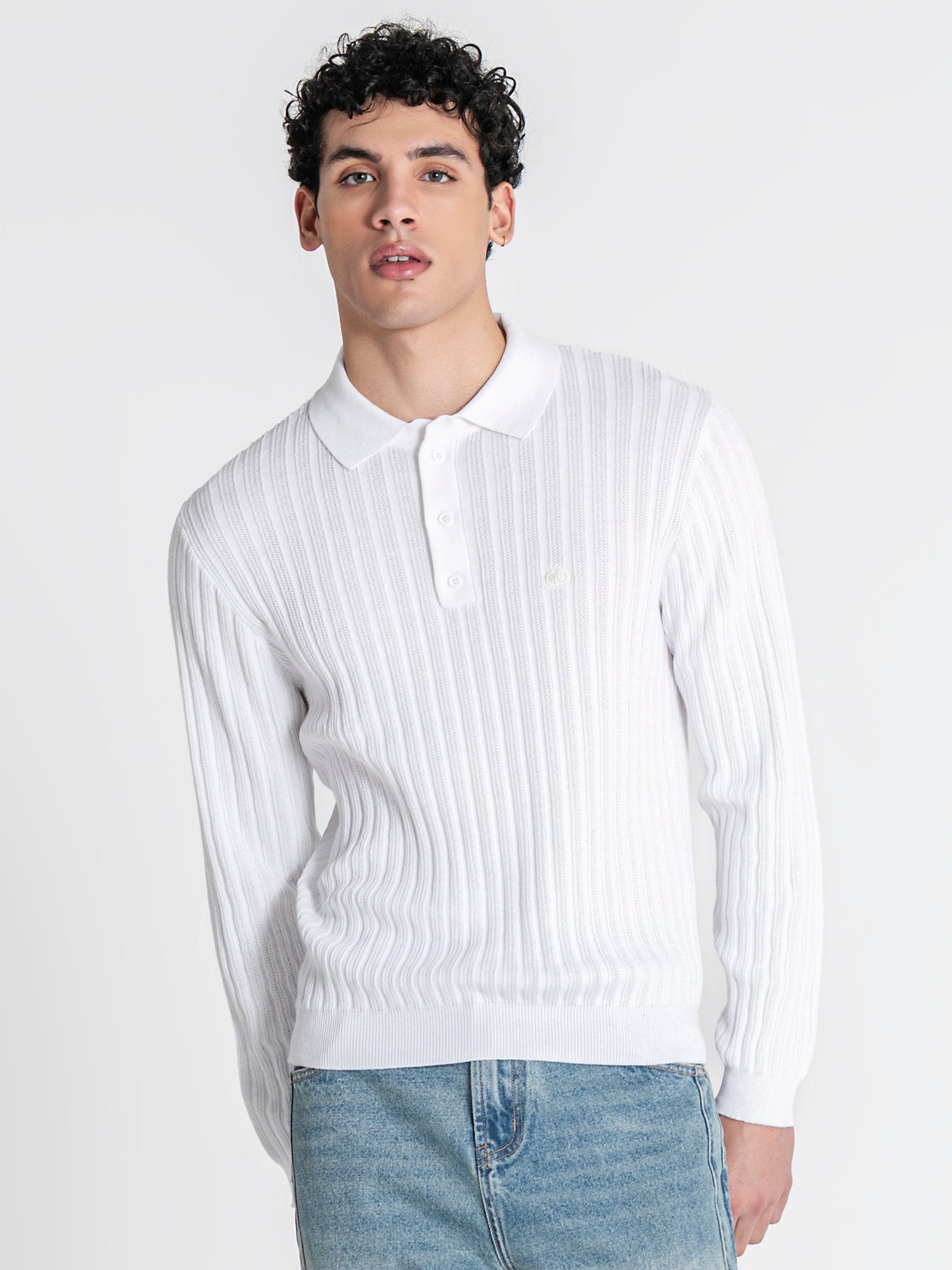 White Essential Knit Polo