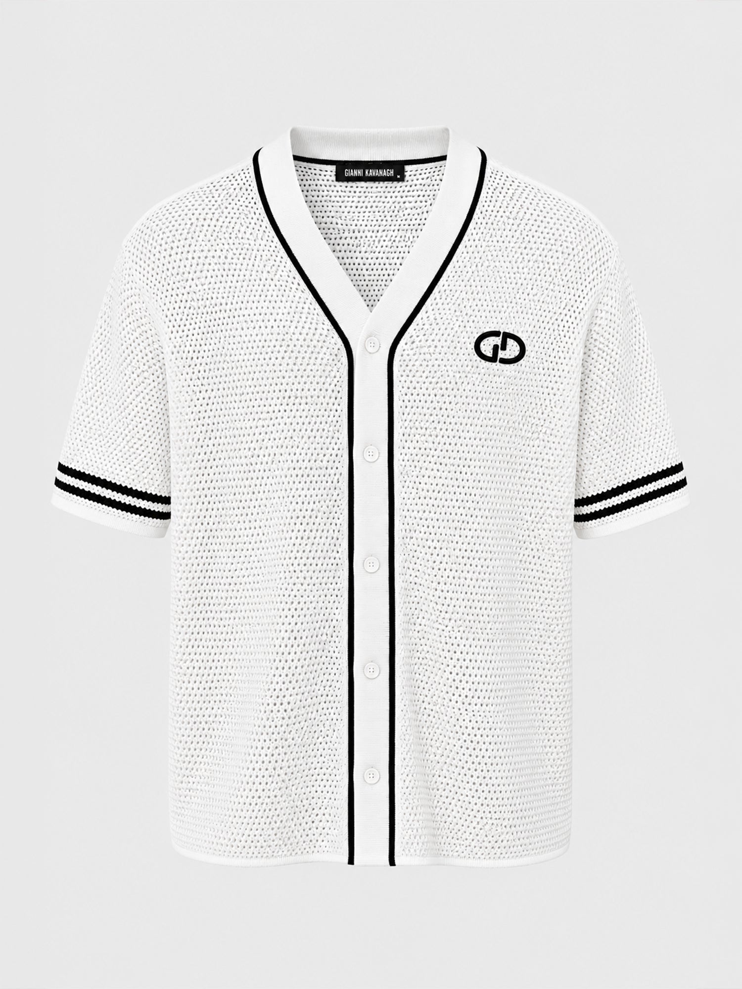 White Baseball Knit Shirt