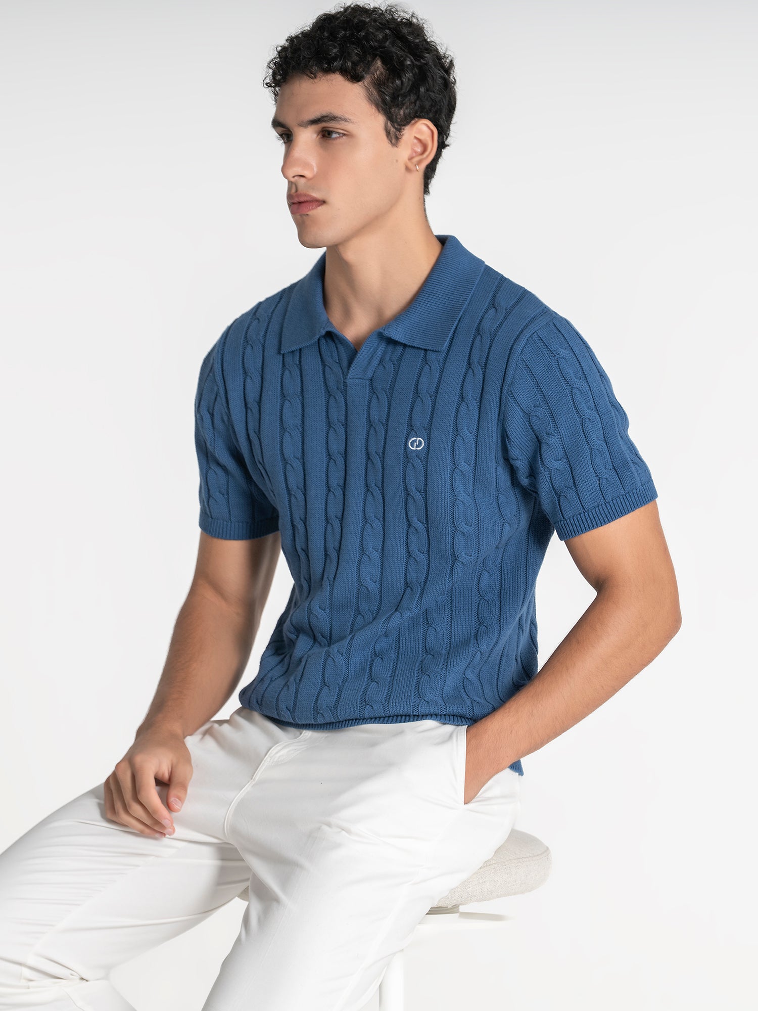 Blue Towel Knit Polo