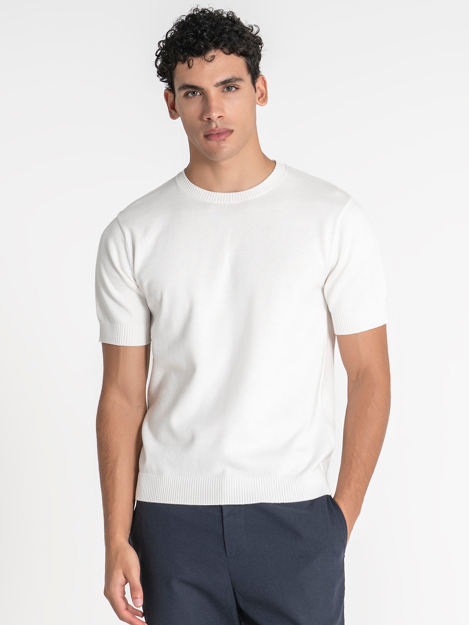 White Essential Knit Tee