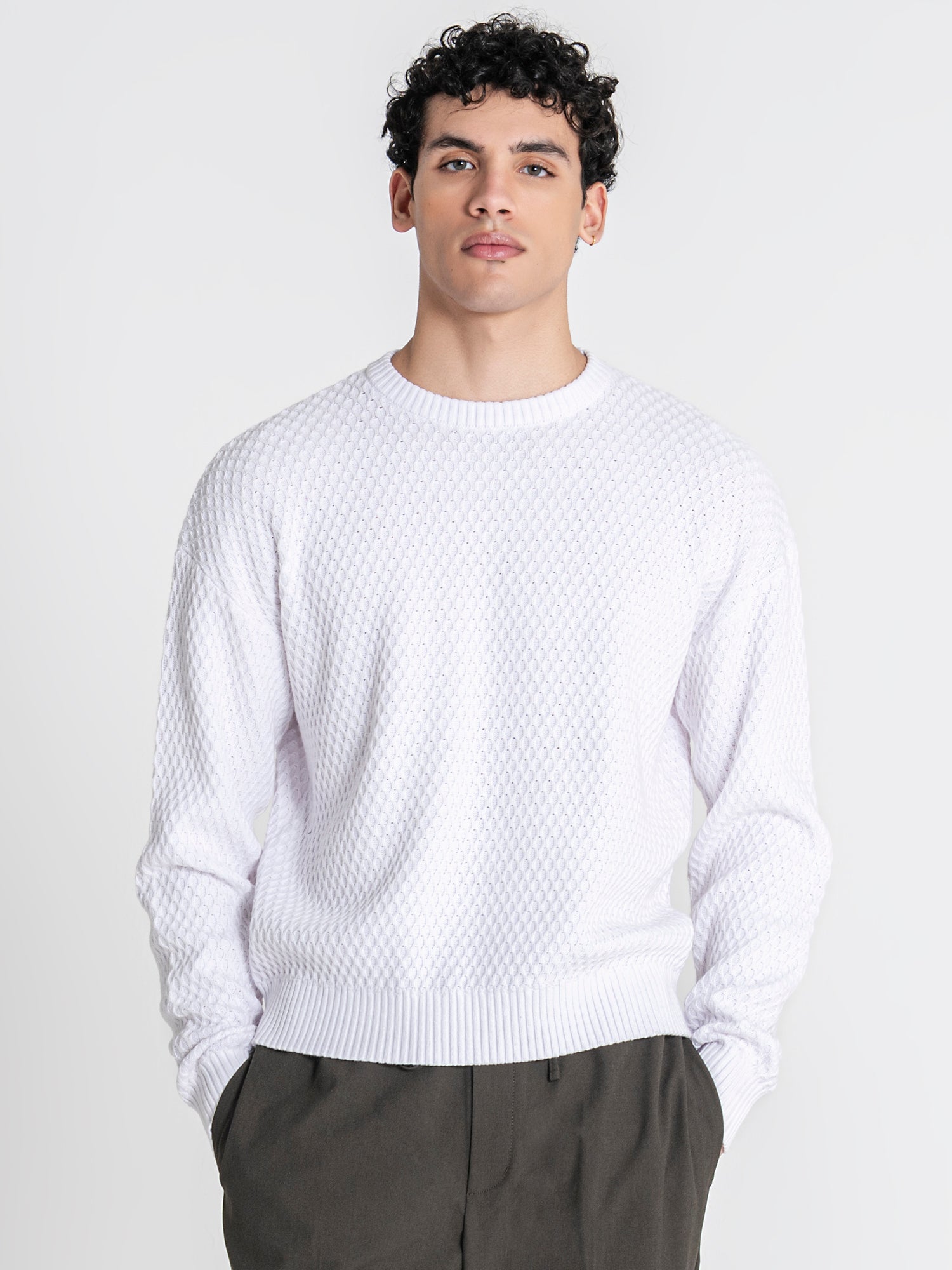 White Hexa Knit Sweater