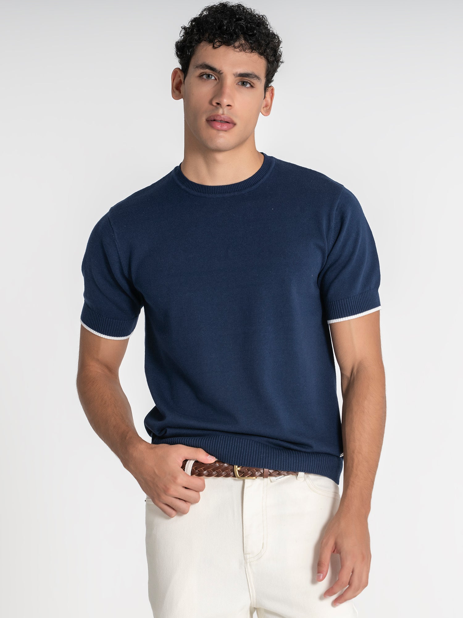 Blue Edge Knit Tee
