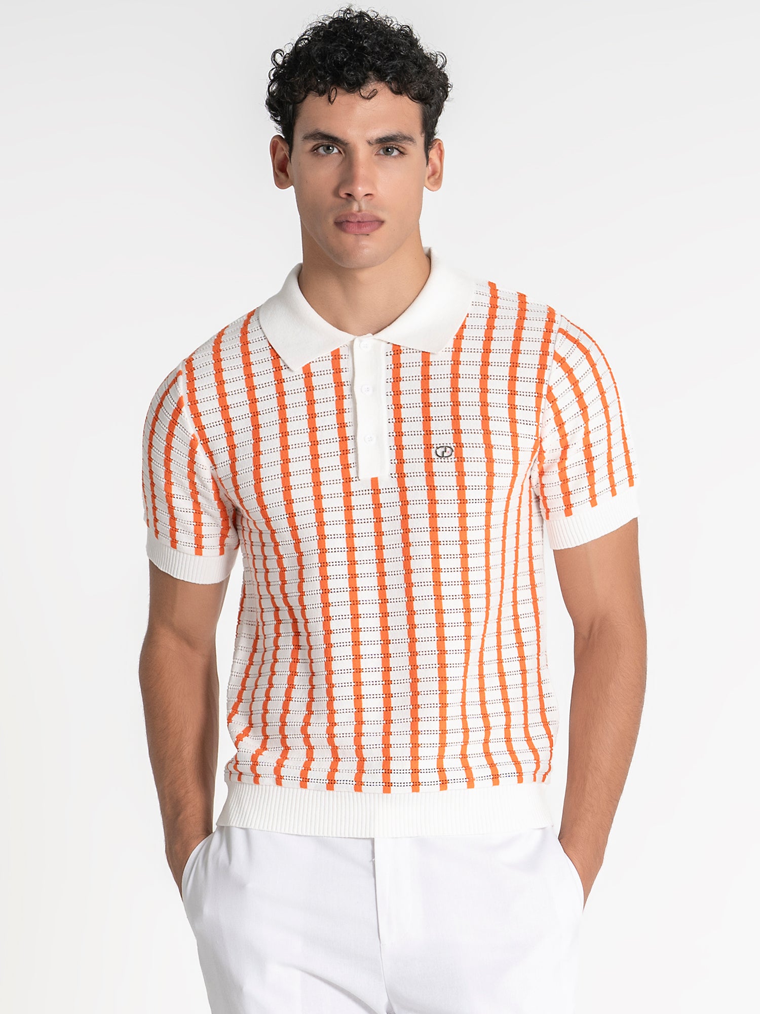 Orange Retro Knit Polo