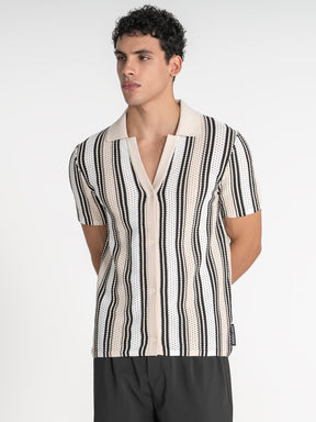 shirts / Beige Relaxed Knit Shirt