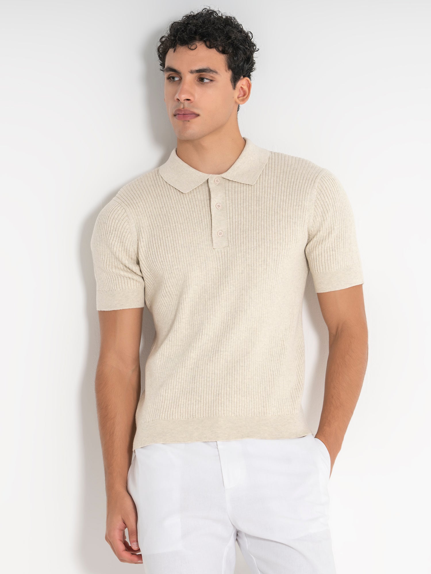 Beige Essential Knit Polo