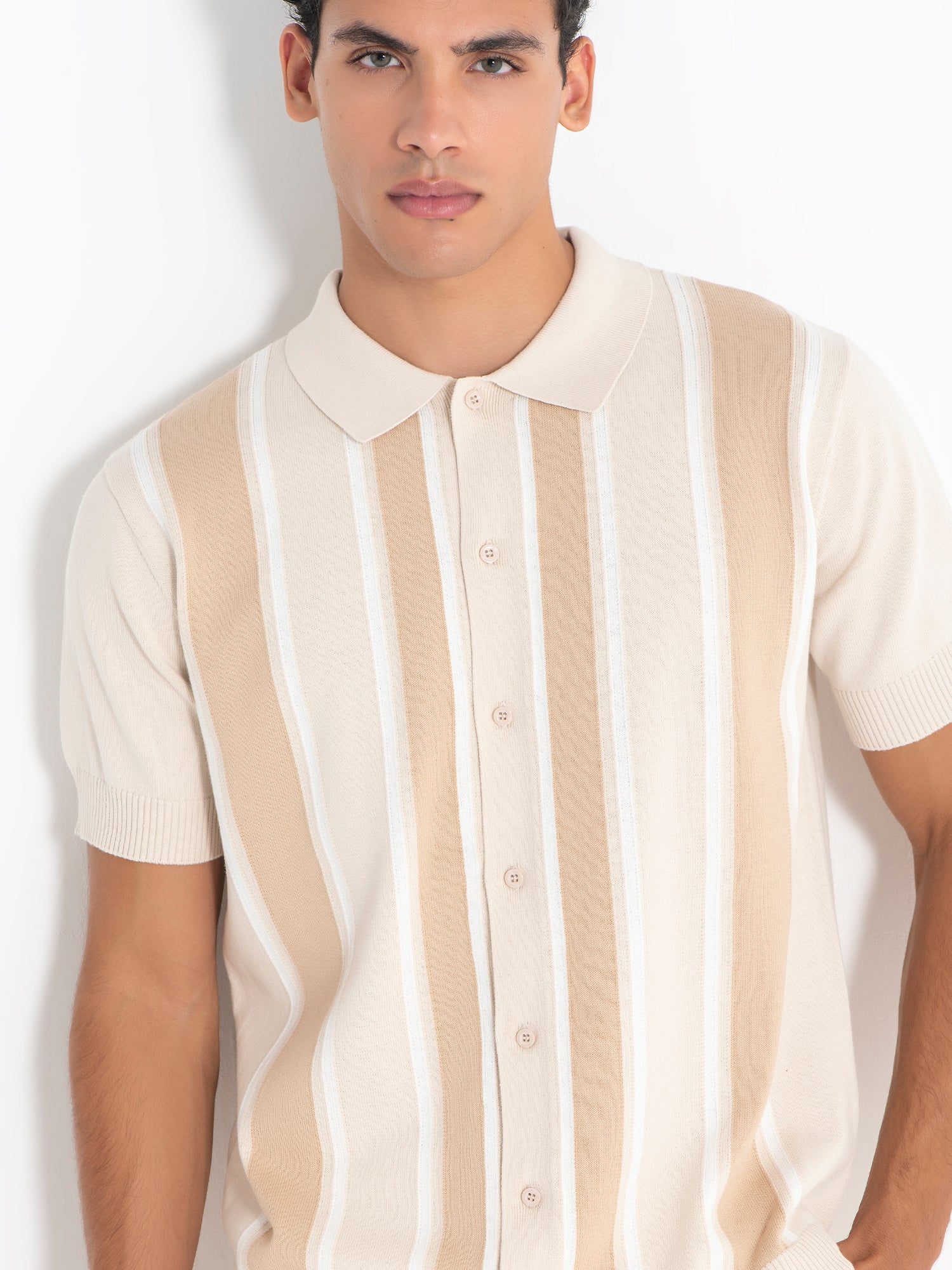 Beige Retro Knit Shirt