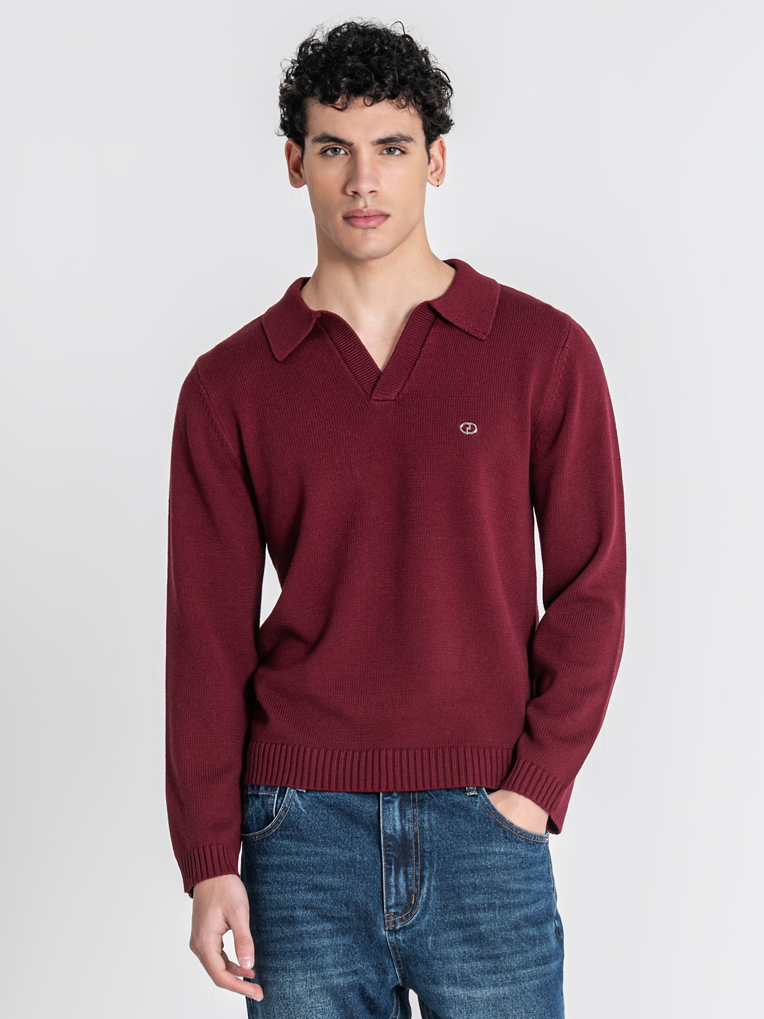 Burgundy GG Knit Polo