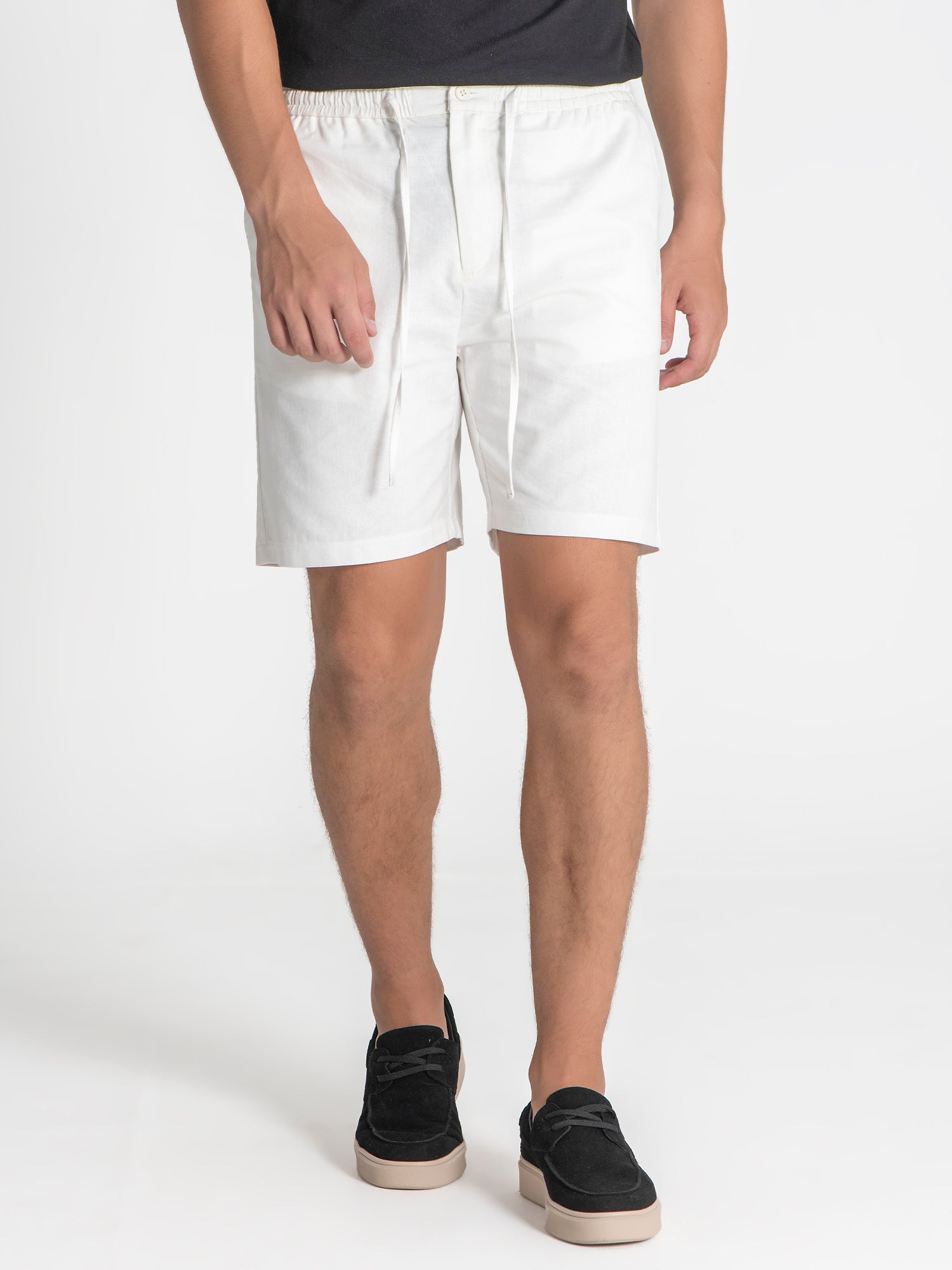 White Smart Linen Shorts