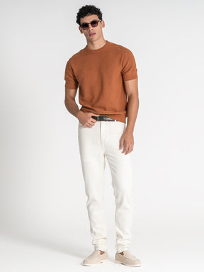 t-shirts / Orange Uneven Knit Tee