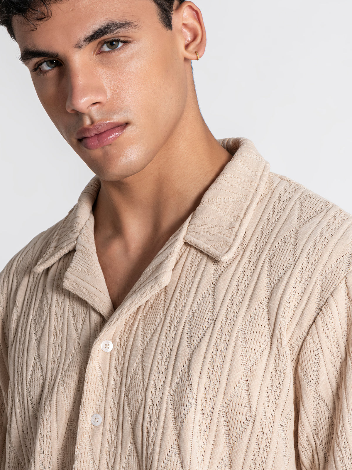 shirts / Beige Diamond Shirt