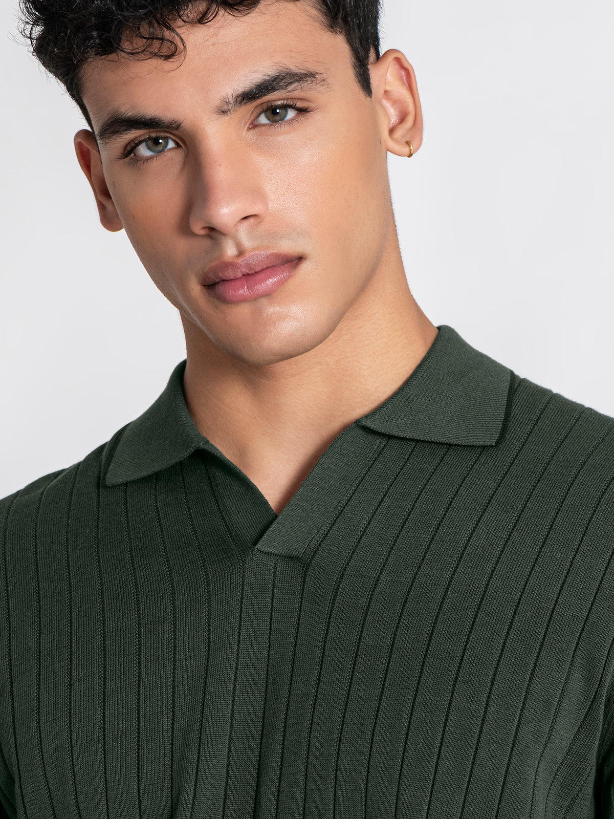 polos / Green GG Knit "V" Polo