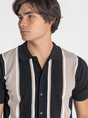 shirts / Black Retro Knit Shirt