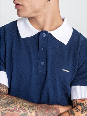 polos / Navy Blue Edge Knit Polo