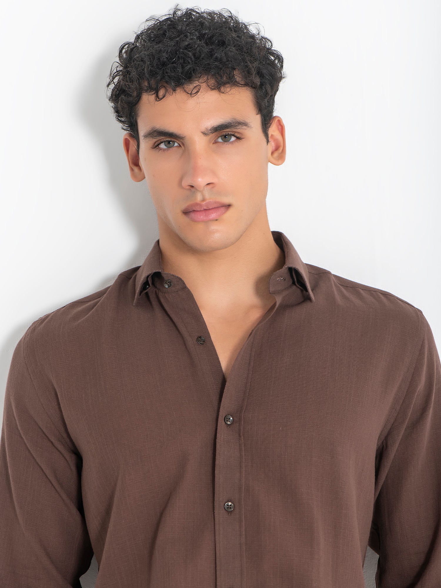 shirts / Brown Flax Linen Shirt