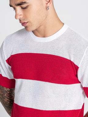 t-shirts / Red Striped Knit Tee