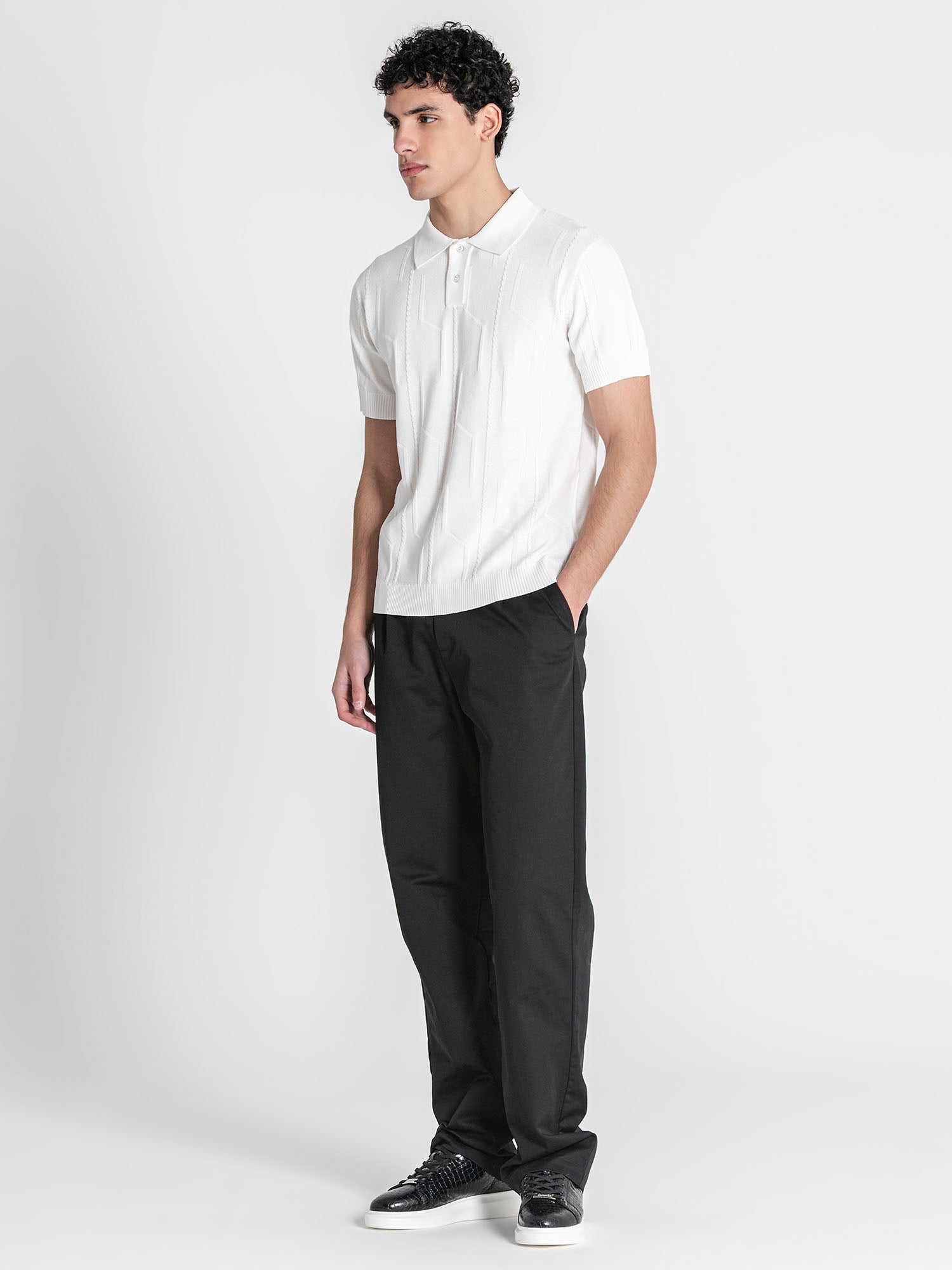 polos / White Dimension Knit Polo