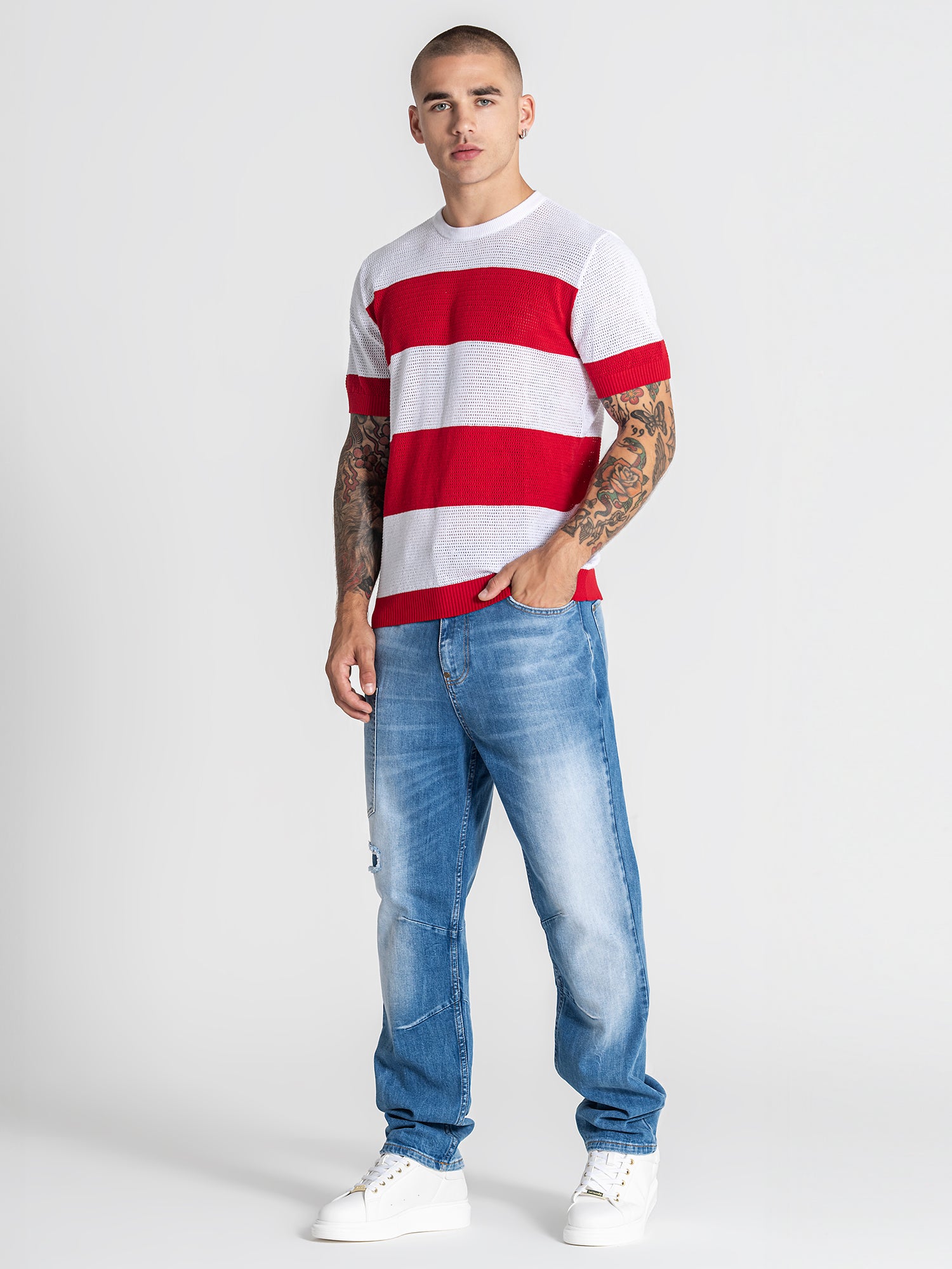 t-shirts / Red Striped Knit Tee