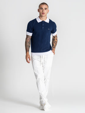 polos / Navy Blue Edge Knit Polo