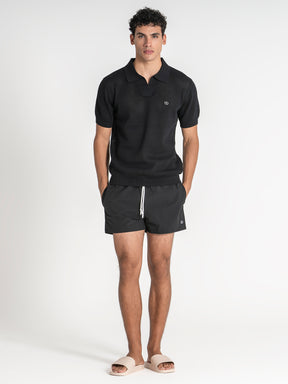 polos / Black Mesh Knit Polo
