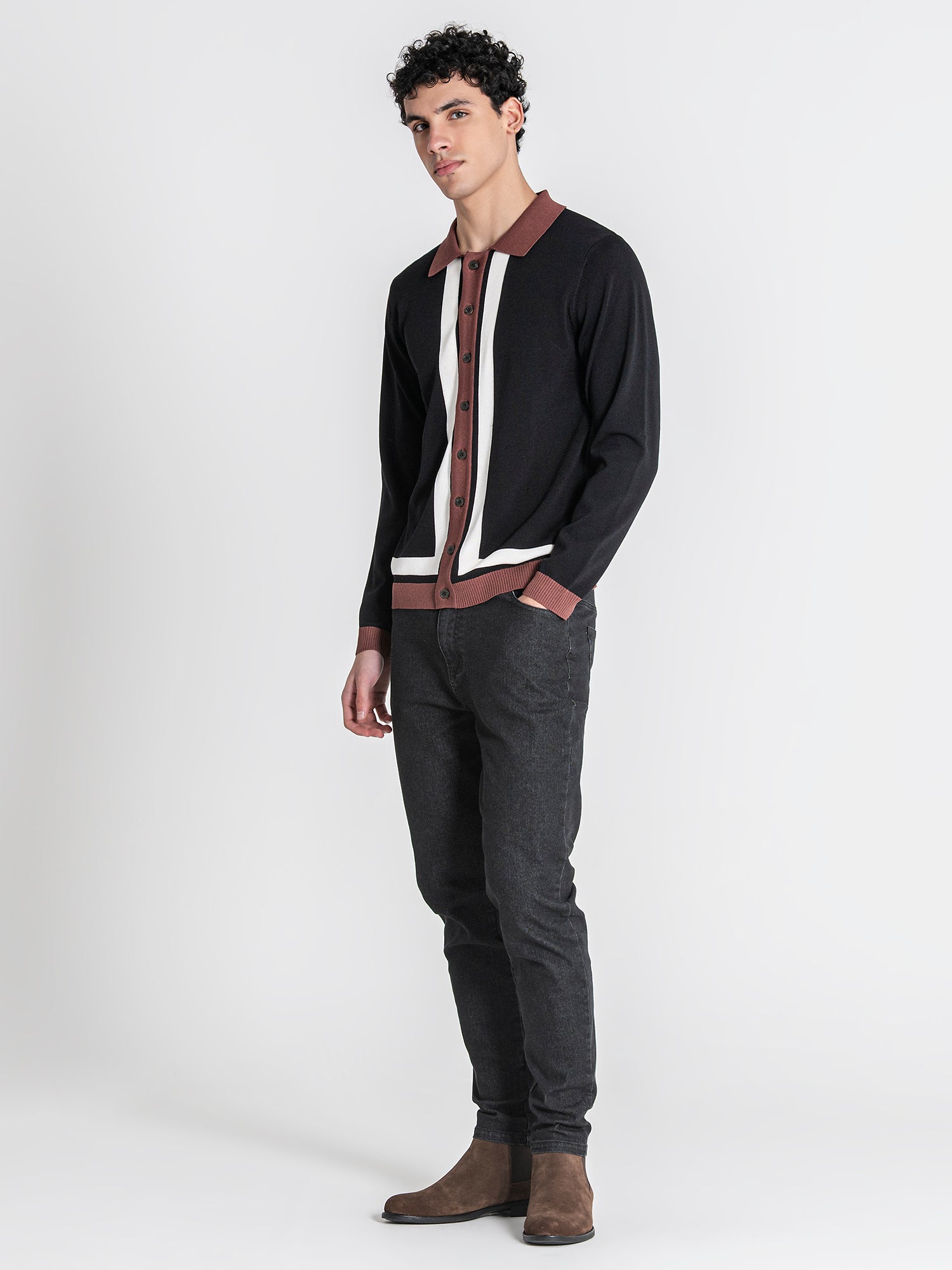 shirts / Black Frame Knit Shirt