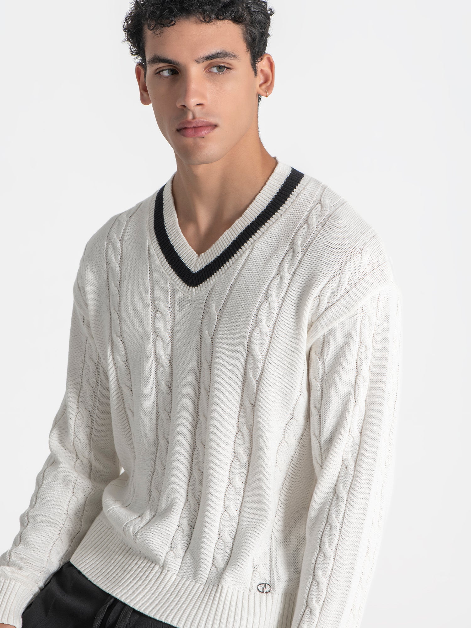 sweats / White Cable Sweater