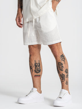 shorts / White Nature Linen Shorts