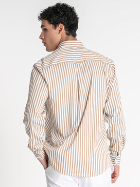 shirts / Beige Striped Shirt