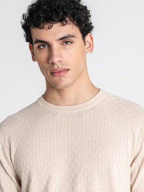 t-shirts / Beige Squared Knit Tee