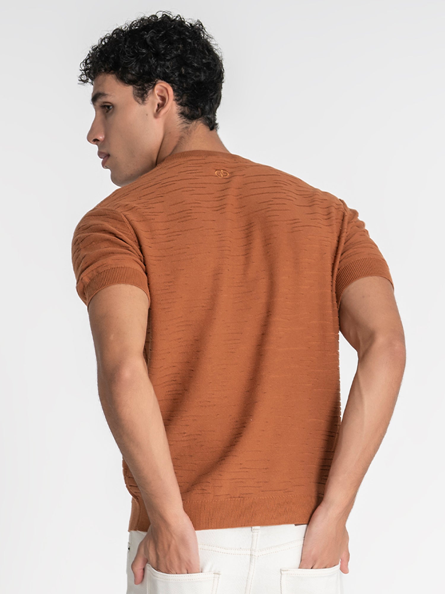 t-shirts / Orange Uneven Knit Tee