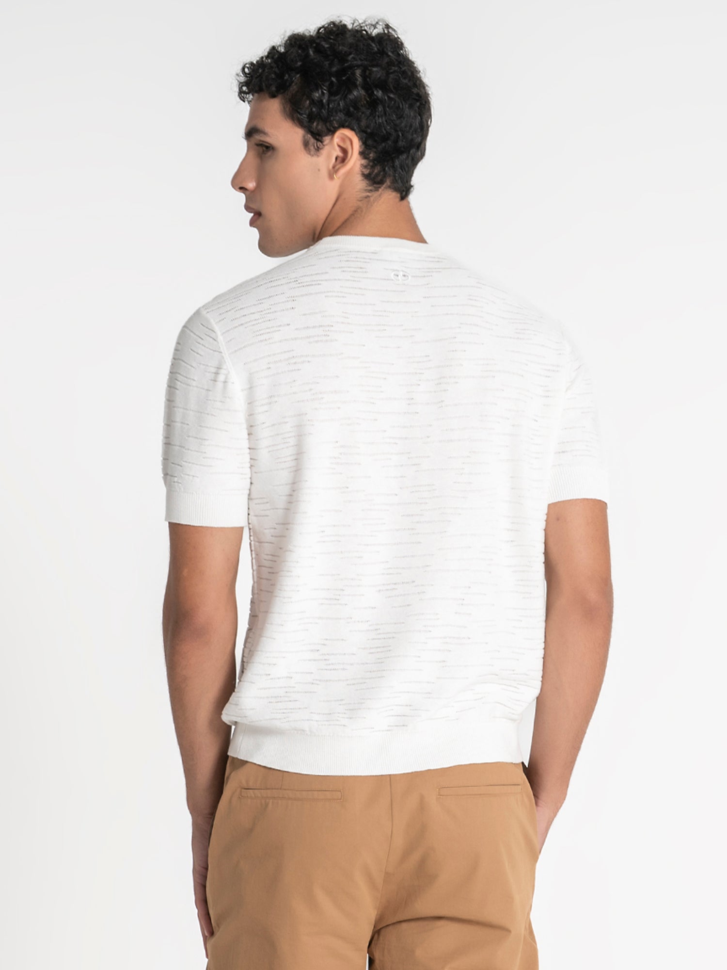 t-shirts / White Uneven Knit Tee