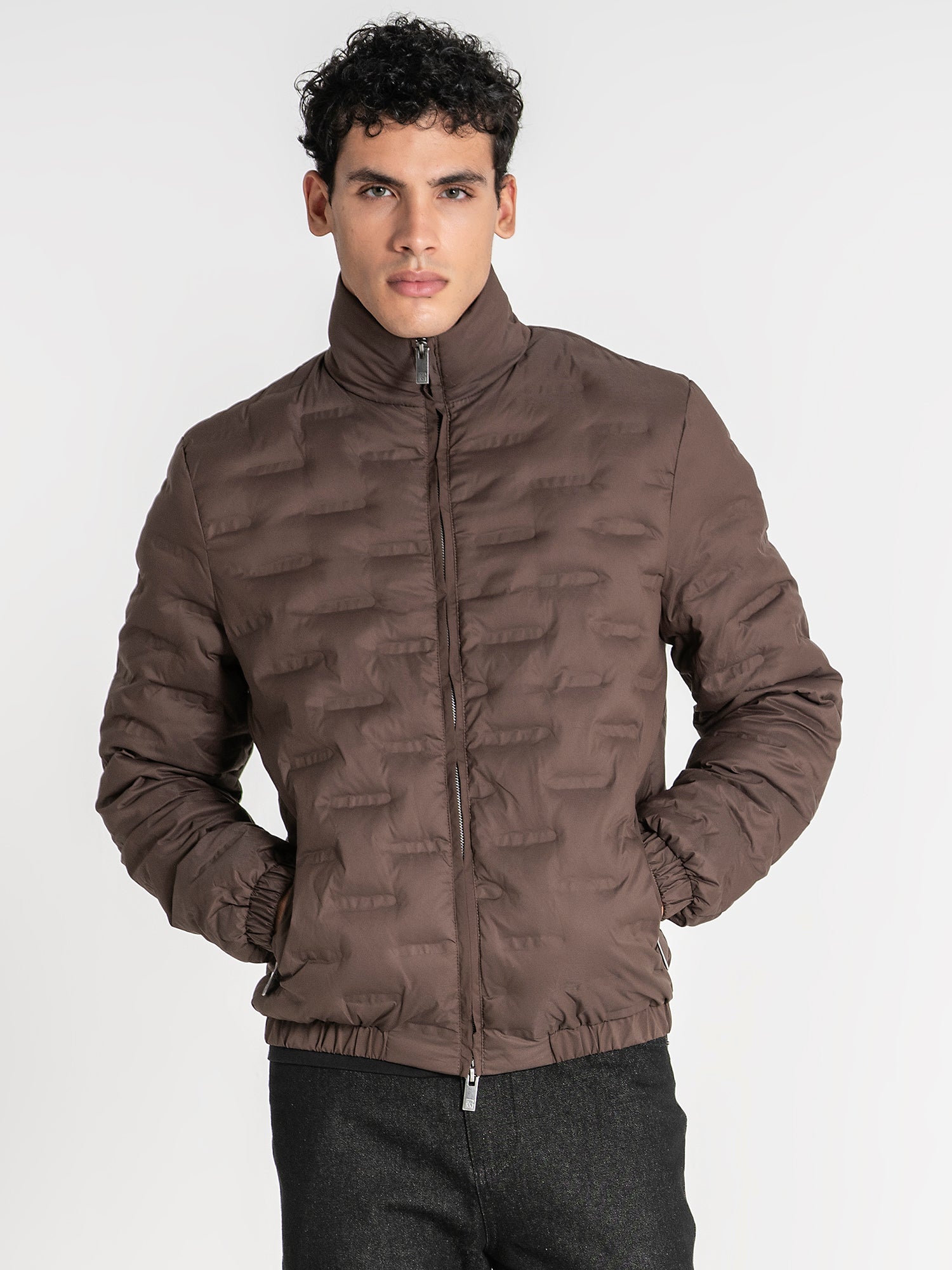 jackets / Brown Code Puffer Jacket