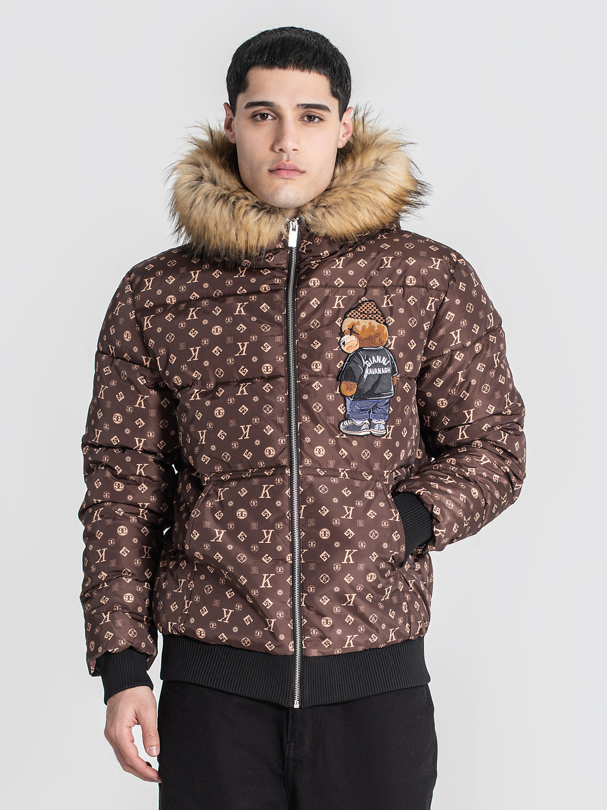 puffers / Brown Logomania Bear Puffer Jacket