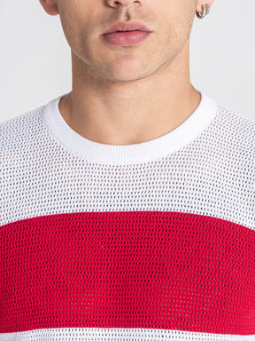 t-shirts / Red Striped Knit Tee