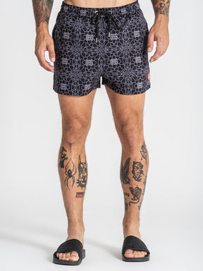 swimshorts / Black Tiled Swimshorts