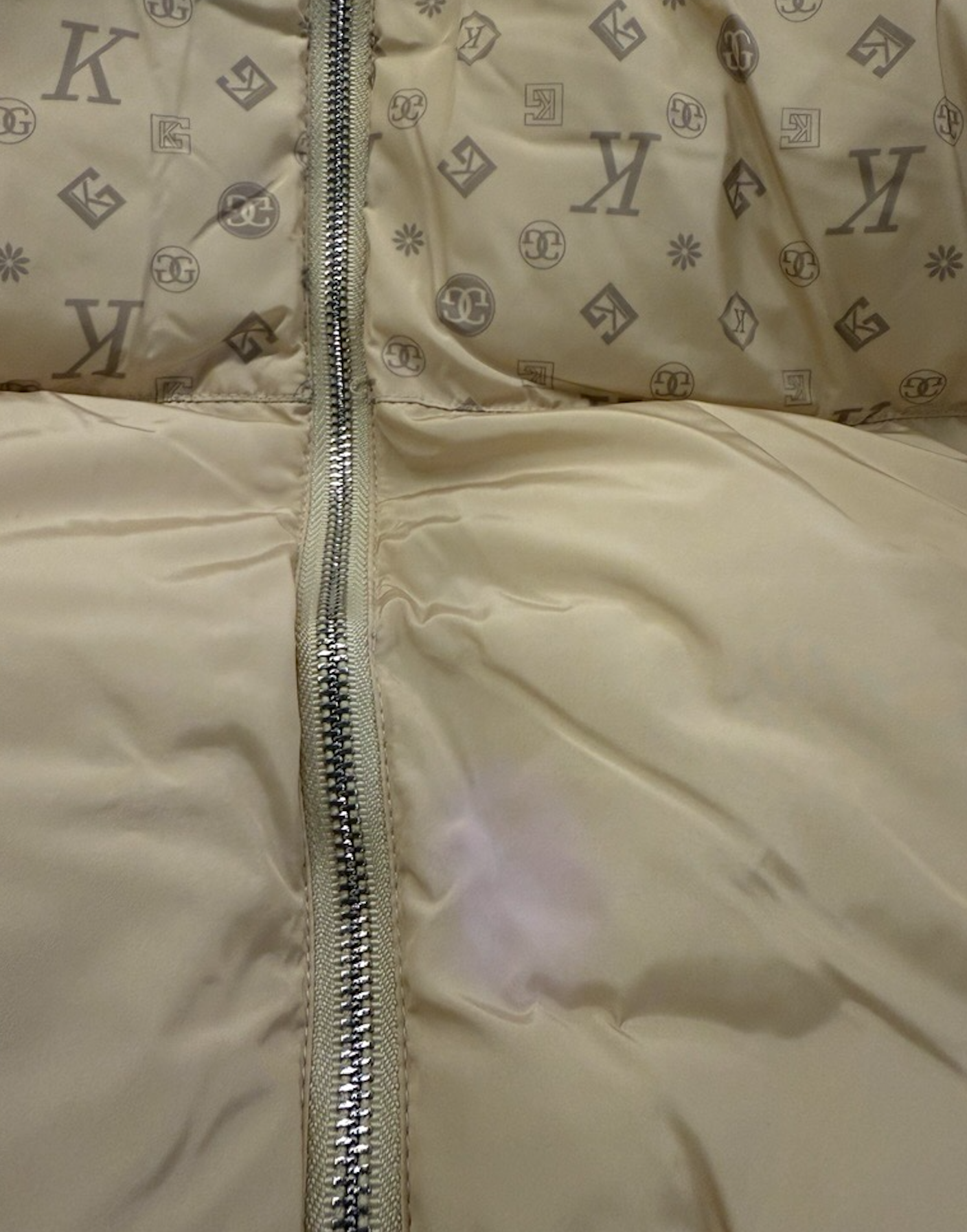 Beige Logomania Puffer Jacket (Defective)