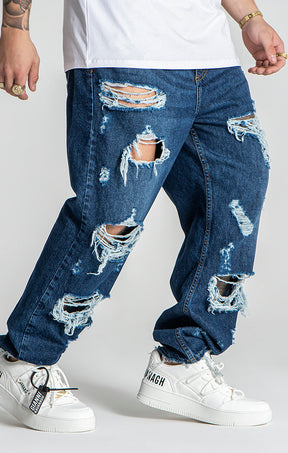 Dark Blue Echo Balloon Ripped Jeans