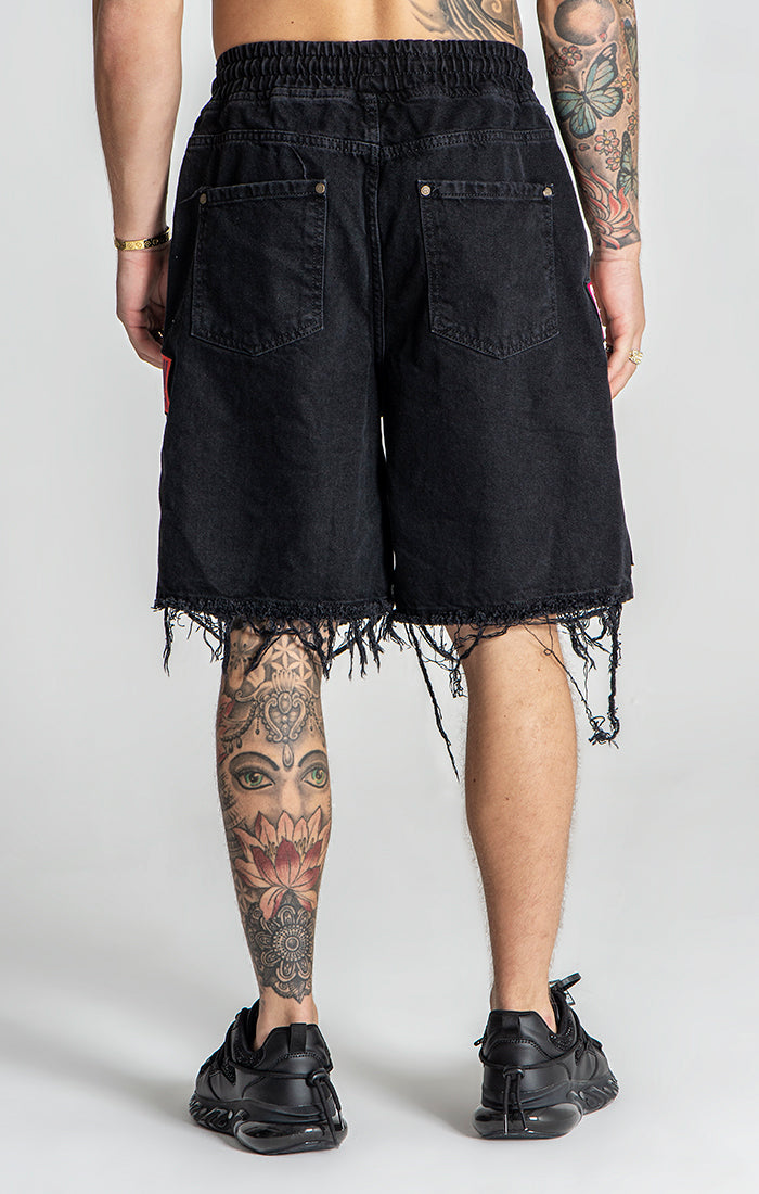 Black Multiply Denim Shorts