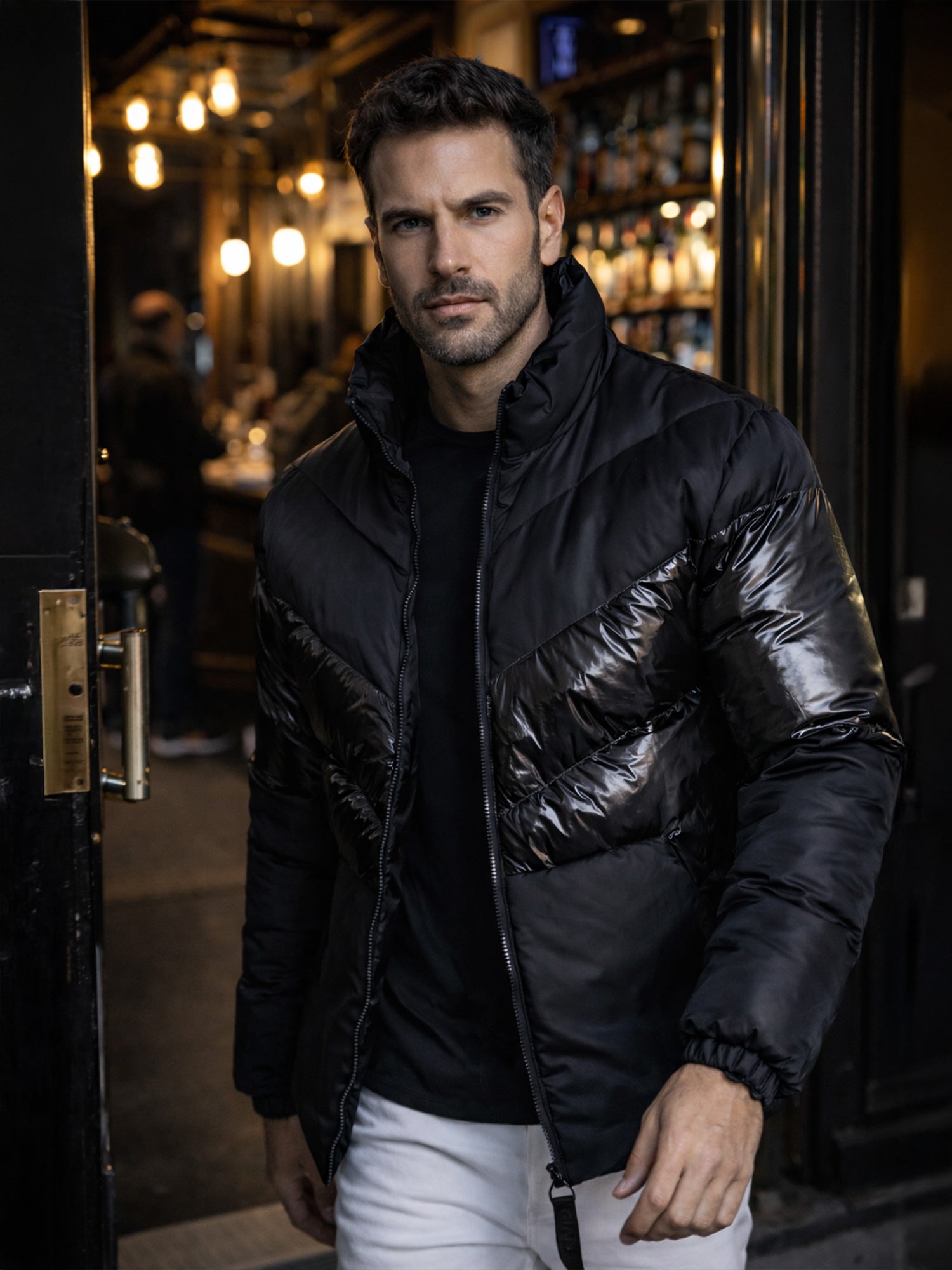 fuga archive slim fit jacket ダブルジップ Black Division Puffer Jacket | Puffers | Gianni Kavanagh