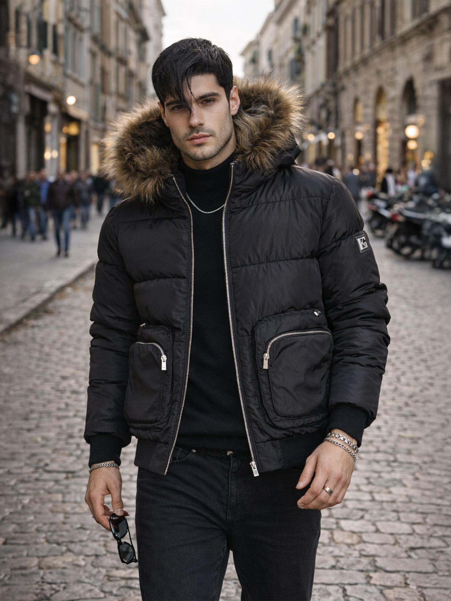Black Utility Puffer Jacket
