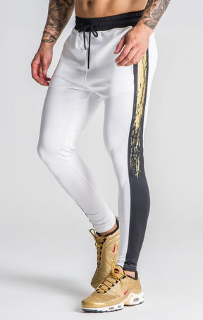 White Trousers With Gold Foil Print