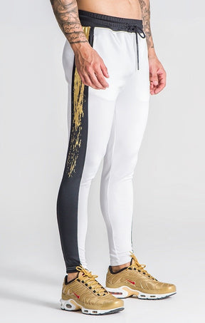 White Trousers With Gold Foil Print