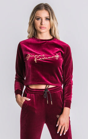 Bordeaux Velvet Cropped Sweater
