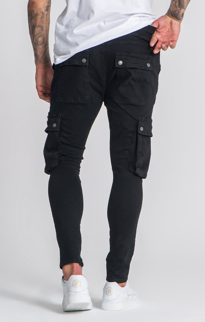 Black Core Skinny Jeans With Cargo Pockets