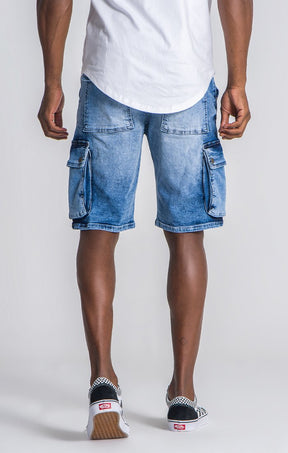 Light Blue Ripped Cargo Shorts